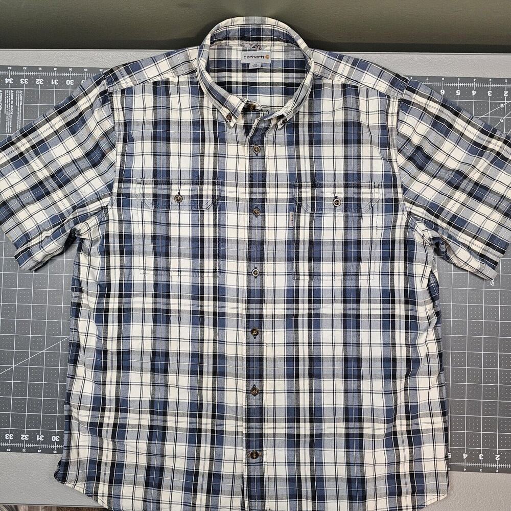 Carhartt Shirt Mens XL Essential Plaid Poplin Work Button Down Preppy Casual